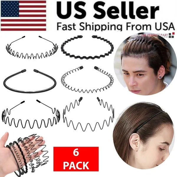 6Pcs Metal Hair Headband Wave Style